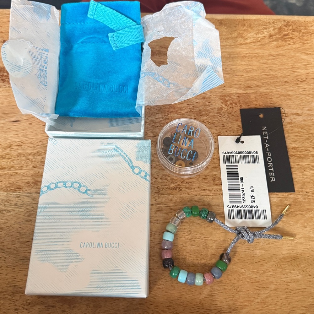CAROLINA BUCCI FORTE Beads Moonbow 18-karat goldLurex multi-stone bracelet kit.